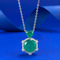 wholesale Metal material, Mujing Jewelry European and American new style simulated Paraiba 12mm necklace for women, noble luxury high-end sense,-N145 Paraiba color 925 silver