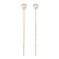 wholesale S925 Sterling Silver Long Pearl Chain Elegant Drop Earrings for Women, Two Ways to Wear with Detachable Pendant-Versatile chain (excluding earrings)  925 silver