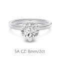 wholesale S925 Sterling Silver Cross-Border Women's Simple Heart-Shaped Solitaire Zircon Ring 03 Carat - 4 Carat Love Main Stone-0-10