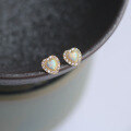 wholesale 9K Gold Cream Opal Heart Zircon Light Luxury French Retro Love Earrings-0-0