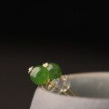 wholesale 925 Silver Gold-Plated New Chinese Style Ancient Jade Earrings, National Trend Plum Blossom Earrings with Green Jade Beads, Hetian Jasper Studs-0-1