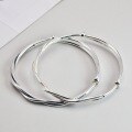 wholesale 999 Sterling Silver Handmade Plain Silver Moebius Ring Intertwined Bracelet for Women Youth Style Solid Push-Pull Pure Silver Bangle for Men-0-2