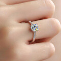 wholesale Sterling Silver, 1-carat D-color Moissanite Ring, Small Design Four-prong Setting, Fashionable and Light Luxury-0-1