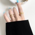 wholesale Metal silver irregular wrinkled ring for women, vintage fashion ins open adjustable finger ring-0-3