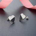 wholesale S925 Silver Korean Version Elegant Two-Tone Heart Stud Earrings for Women, Minimalist Design Heart-Shaped Earrings Cross-Border New Accessories-0-2