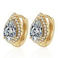 Sterling Silver Minimalist Shimmer Moissanite Teardrop Hoop Earrings-0-3