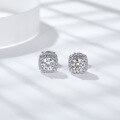 wholesale S925 Sterling Silver Luxury Square Package Moissanite Earrings with Ear Studs-0-1