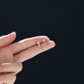 wholesale S925 Sterling Silver Inlaid Cross Screw Thread Non-Ear Plug Ear Studs, Korean Style Personalized Light Luxury Women's Ins Style Earrings-0-3