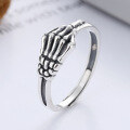 wholesale S925 Sterling Silver European and American Punk Style Skeleton Demon Hand Bone Ring Hip Hop Dark Adjustable Ring-0-0