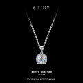 925 Sterling Silver Minimalist Square Necklace Set with Moissanite-0-4