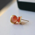 wholesale S925 Silver Inlaid Natural Sichuan Material Cherry Red Southern Red Egg-Surface Stud Earrings Southern Red Ear Accessories-0-2