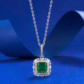 wholesale S925 Silver New Retro Pendant Simulated Emerald Cut 7*7 Versatile Women's Jewelry Live by Zhuozhifan-0-0