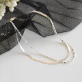 wholesale S925 Sterling Silver Korean-style Versatile Double-layer Anklet for Women, Simple Student Silver Jewelry-0-1