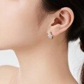 wholesale S925 Sterling Silver Light Luxury Geometric Zircon Heart Drop Earrings for Women, High-End Sense, Design-Inspired, Simple Silver Ins Style Ear Accessories-0-3