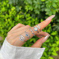 wholesale S925 Sterling Silver Women's High-End Evil Eye Blue Zircon Design, Creative and Stylish Ring-0-2