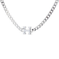 wholesale 925 Sterling Silver Retro Minimalist Letter H Necklace, Hip-Hop Trendy Niche Design Collarbone Chain-290L/approximately 11.4g>925 silver