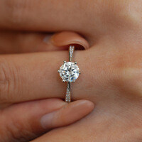S925 Sterling Silver Moissanite Women's Six-Prong Crown Classic Engagement Ring Factory Direct-1 carat (simulated diamond)  Hong Kong number 15