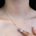 wholesale S925 Silver New Five-Petal Flower Petal Necklace Pendant for Women, Fashionable Socialite Style Live Streaming Edition-0-0