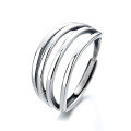wholesale S925 Sterling Silver Korean Style Ins Minimalist Multi-Layer Hollow Open Adjustable Ring Unisex-0-4