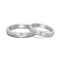 wholesale 925 Sterling Silver Valentine's Day Ring Set for Women with Matte Brushed Finish and Micro-Paved Zircon, Minimalist and Versatile Matching Couple Bands-0-4
