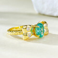 wholesale S925 Gold-Plated Sterling Silver 6*8mm Paraiba Ice-Cut Ring for Women,-0-2