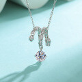 S925 Silver Fashion Snake Bone Moissanite Necklace for Women-0-4