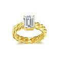 wholesale S925 silver gold-plated Italian-style woven Cuban ring 7*9mm emerald-cut moissanite women's niche-0-5