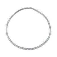 wholesale Silver hip-hop zirconium inlaid single row necklace INS tennis chain 4mm women's multi-size-Silver inlaid zircon 4.0 necklace 45CM