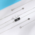 wholesale S925 Sterling Silver Bamboo-Themed Couple's Necklace Set, Men's and Women's Bamboo Pendant with Minimalist Design Engraving Accessories-0-3