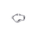 wholesale S925 silver ring with natural curved lines, irregular wave pattern, INS glossy surface, open-ended stackable ring J9391-0-4