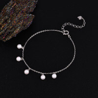 Sterling Silver Pearl Bead Cubic Zirconia Bracelet, 2025 New Women's Gift-925 Silver YSM-3575