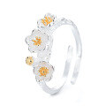wholesale S925 sterling silver pastoral minimalist simple plum blossom open ring luxury trendy personality ring-0-5