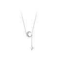 wholesale S925 Sterling Silver Small Fresh Star Moon Adjustable Matte Necklace for Women, Elegant Collarbone Chain D9083-0-4
