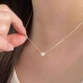 wholesale S925 Sterling Silver New Love Heart Necklace Women Korean Style Delicate Minimalist Fresh Collarbone Chain Trendy-0-3