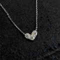 Sterling Silver Moissanite Necklace, Heart Shape, Minimalist Style-0-4