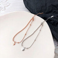 wholesale S925 silver letter round piece bracelet Korean version silver bean accessory S3783-S925 silver bracelet rose gold 925 silver