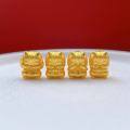 wholesale Metal material placed at the beginning: Gold-plated 925 ancient silver fittings with engraved "See no evil, hear no evil, speak no evil, think no evil" cat beads, including spacer beads, waist beads, and top beads for DIY-0-2