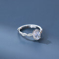 wholesale S925 Sterling Silver Fresh and Sweet Ins Style Niche Design Four-Prong Oval Diamond Ring R02694-0-3