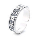 wholesale S925 Sterling Silver Vintage Antique "All Taboos Lifted, Everything Auspicious" Classical Inscription Personalized Adjustable Ring-0-4