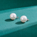 wholesale S925 Sterling Silver New Pearl Earrings, Pure Silver Round Stud Earrings for Women, Summer High-End Luxury Retro Elegant Ear Jewelry-0-1