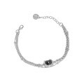 wholesale S925 Sterling Silver Korean Version Ins Niche Light Luxury Design Inlaid Synthetic Tourmaline Double-Layer Chain Texture Women's Bracelet-0-5