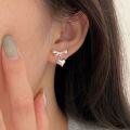 wholesale S925 Sterling Silver Bow Heart Stud Earrings Women's New Trendy Versatile Minimalist High-End Earrings-0-2