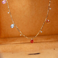 wholesale S925 Sterling Silver Overall Pink Elk Dopamine Heart Necklace Pendant, Fresh and Minimalist, Versatile and Lightly Luxurious for Women-BX0028-Gold 925 Silver