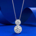 wholesale S925 Metal Zodiac Gemini Pendant 6-8mm Round White Diamond Necklace Pendant Fashion Versatile Piece-0-5