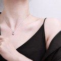 S925 Sterling Silver Moissanite Necklace for Women, Minimalist Pendant Collarbone Chain-0-2