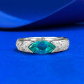 wholesale S925 Silver New 5*10mm Marquise Green Diamond Inlaid Ring for Women, Minimalist Daily Ins Style-0-0