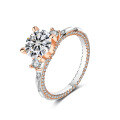 wholesale S925 Sterling Silver & Rose Gold 2ct Moissanite Ring for Women, High-End Silver Jewelry, Mosanit Accessories-0-5