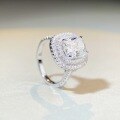 wholesale S925 Sterling Silver Moissanite Ring for Women, Wholesale Luxury Square Halo Ring with 4-Carat Fancy Shape Diamond-0-2