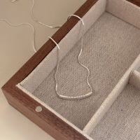 wholesale S925 Sterling Silver English Letter Smile Necklace for Women, Korean Spring and Summer New Arrival, Small Luxury High-End Collarbone Chain-Pure silver (40+5CM)