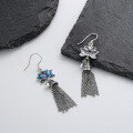 wholesale S925 Sterling Silver Creative Resin Lotus Tassel Bell Earrings, Literary Retro Ancient Style Classical Earrings for Women-0-1